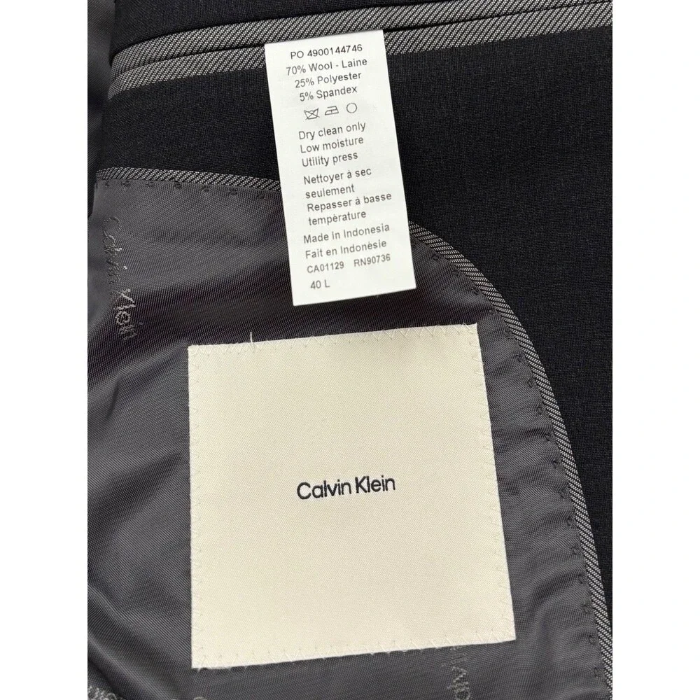 $815 NEW CALVIN KLEIN MENS 40L CHARCOAL WOOL 3 PIECE SUIT W/VEST M & PANTS 32X34